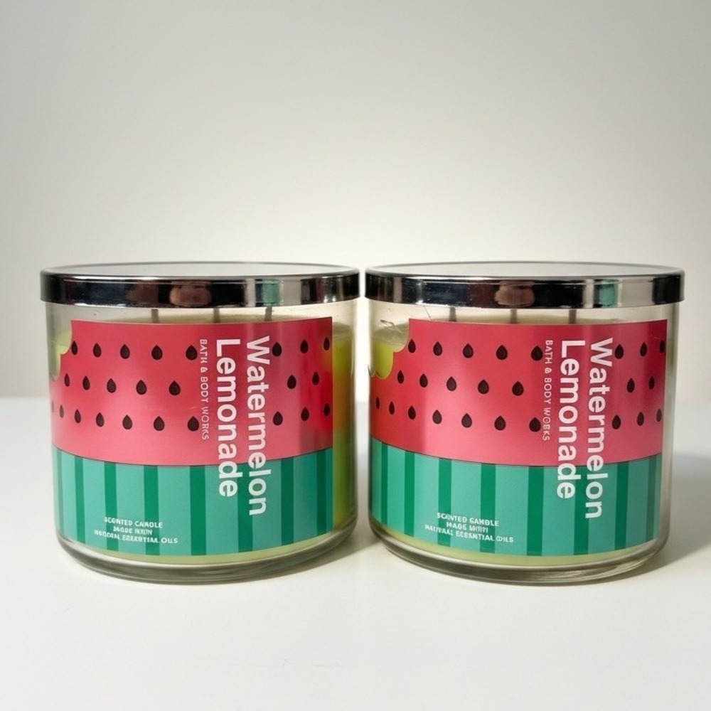 Bath Body Works Watermelon Lemonade 3 Wick Candle‎ 14.5oz Set of 2 New
